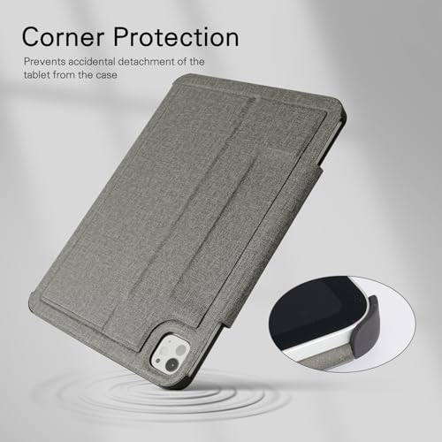 CoBak Magnetic Case with Stand for iPad Pro 13 Inch (M4) 2024, Multiple Viewing Angles, Smart Auto Sleep/Wake Cover with Corner Protection with Apple Pencil Holder Strap, Graphite Fabric
