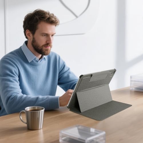 CoBak Magnetic Case with Stand for iPad Pro 13 Inch (M4) 2024, Multiple Viewing Angles, Smart Auto Sleep/Wake Cover with Corner Protection with Apple Pencil Holder Strap, Graphite Fabric
