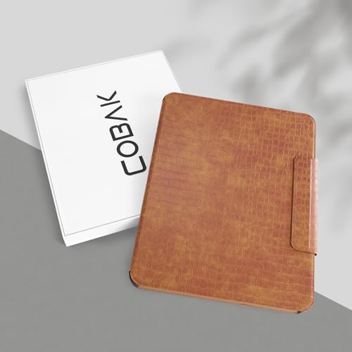 CoBak Magnetic Case with Stand for iPad Pro 13 Inch (M4) 2024, Multiple Viewing Angles, Smart Auto Sleep/Wake Cover with Corner Protection with Apple Pencil Holder Strap, Amber Croc