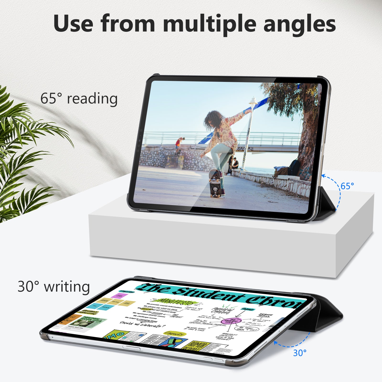 iPad Pro 11 Inch Case (5th Gen, M4, 2024 released)- Trifold Stand, Tranlucent Back