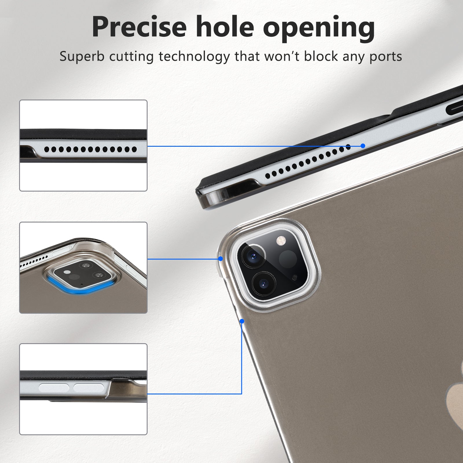 iPad Pro 11 Inch Case (5th Gen, M4, 2024 released)- Trifold Stand, Tranlucent Back