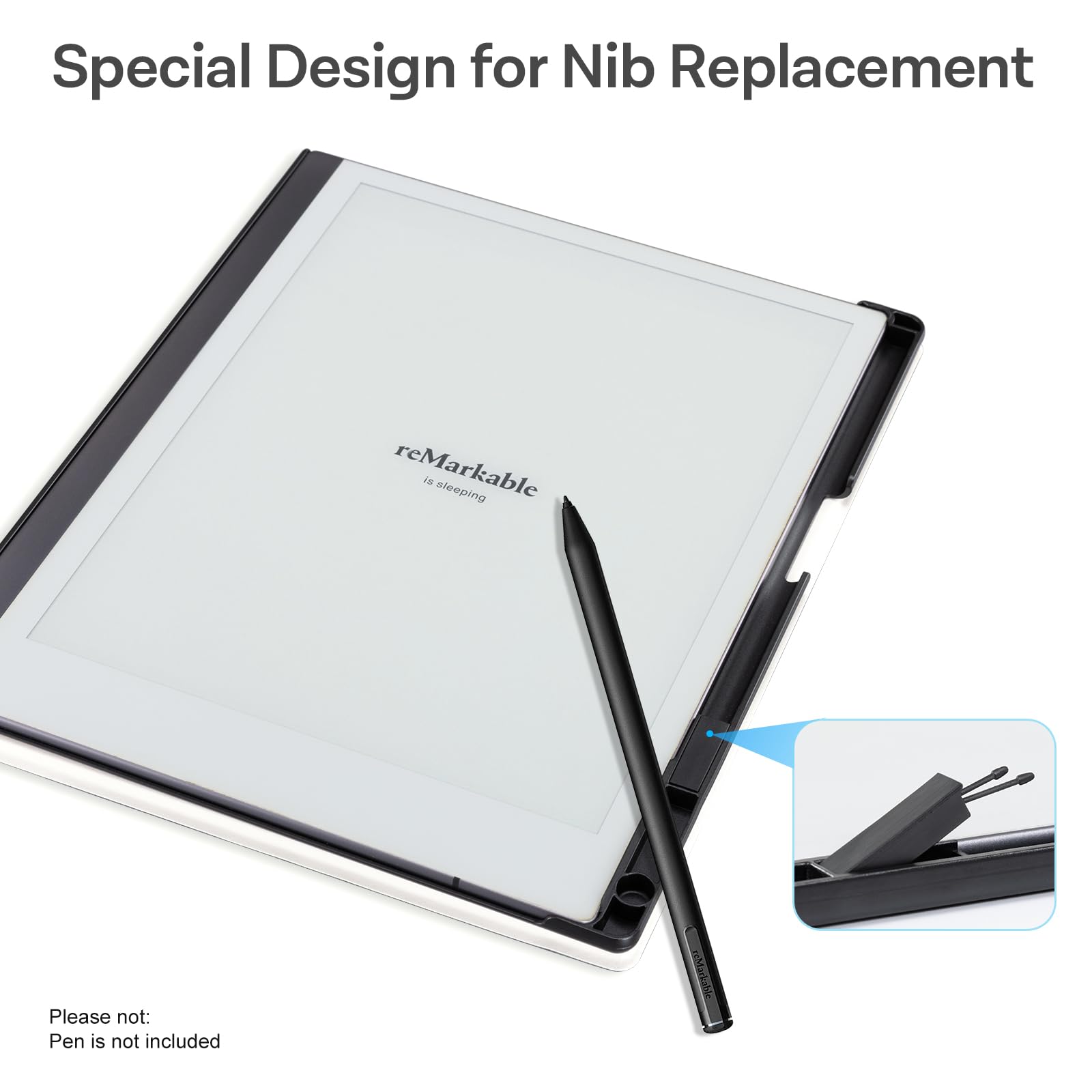 CoBak Case for Remarkable 2 Paper Tablet - Lightweight and Hard Back Shell Protective Book Folio Cover with Built-in Pen Holder - for 10.3" 2020 Released, Si Or Bouq
