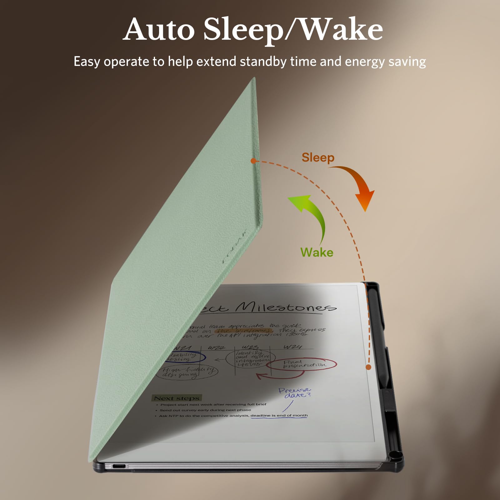 CoBak Case for Remarkable Paper Pro Color Tablet 11.8" 2024 Released- Smart Auto Sleep/Wake Folio Lightweight Protective Cover with Built-in Pen Holder and Nibs Holder (Sage)