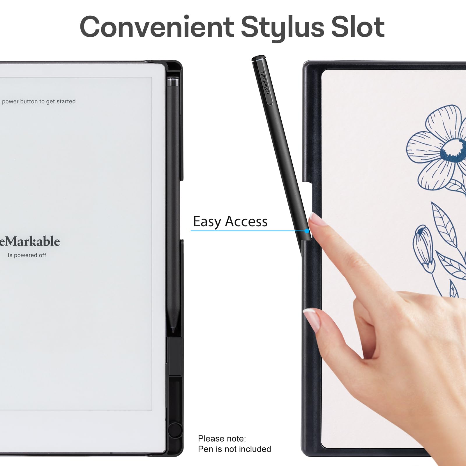 CoBak Case for Remarkable 2 Paper Tablet - Lightweight and Hard Back Shell Protective Book Folio Cover with Built-in Pen Holder - for 10.3" 2020 Released, Si Or Bouq