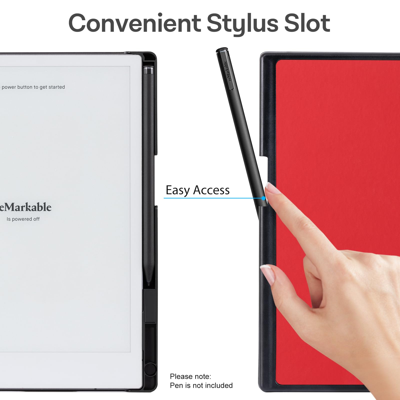 CoBak Case for Remarkable 2 Tablet - Lightweight and Hard Back Shell Protective Book Folio Cover with Built-in Pen Holder - Only for 10.3" 2020 Released (Red)
