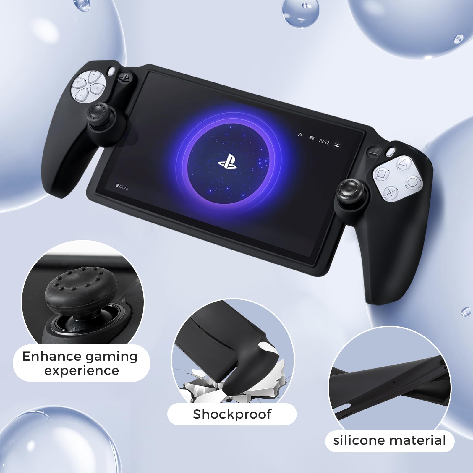 CoBak Hard Carrying Shell Case for PlayStation Portal Remote Player - with 2 Screen Protector, 1 Grip Case, 4 Thumb Grip Caps, Hard Outer Cover for PS5 Portal, Sage Green