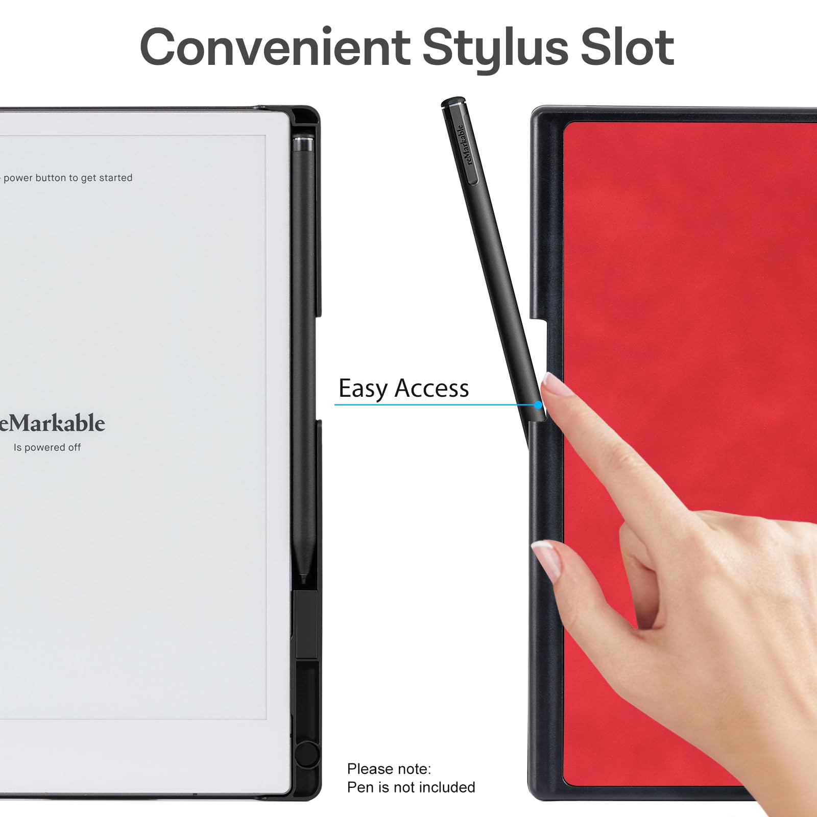 CoBak Case for Remarkable 2 Paper Tablet - Lightweight and Hard Back Shell Protective Book Folio Cover with Built-in Pen Holder - for 10.3" 2020 Released (Fantasy Red)