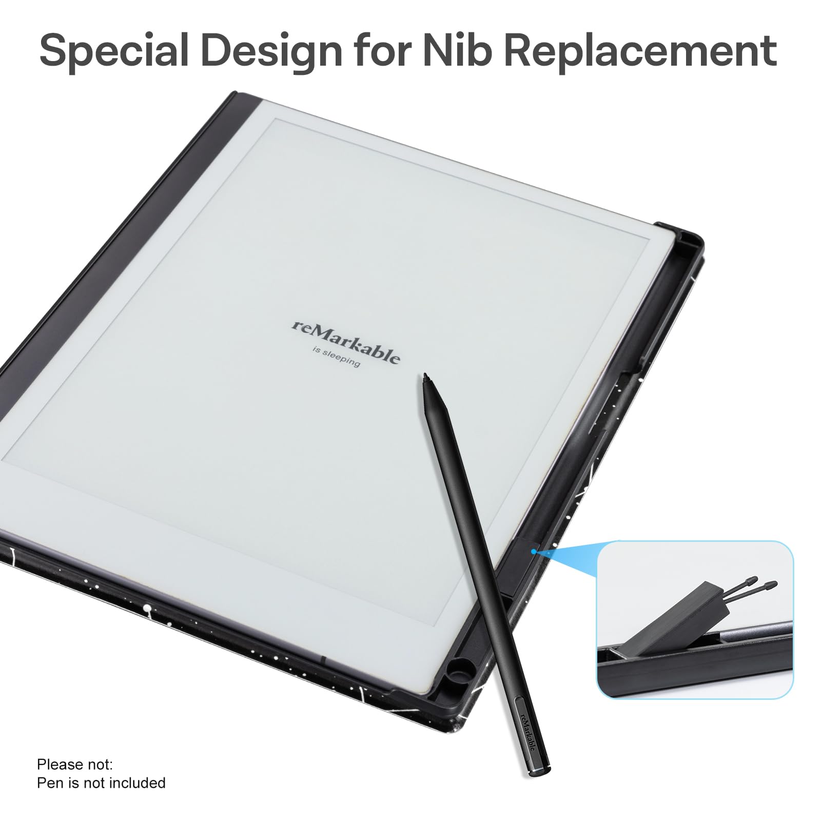 CoBak Case for Remarkable 2 Paper Tablet - Lightweight and Hard Back Shell Protective Book Folio Cover with Built-in Pen Holder - for 10.3" 2020 Released (Black Constell)