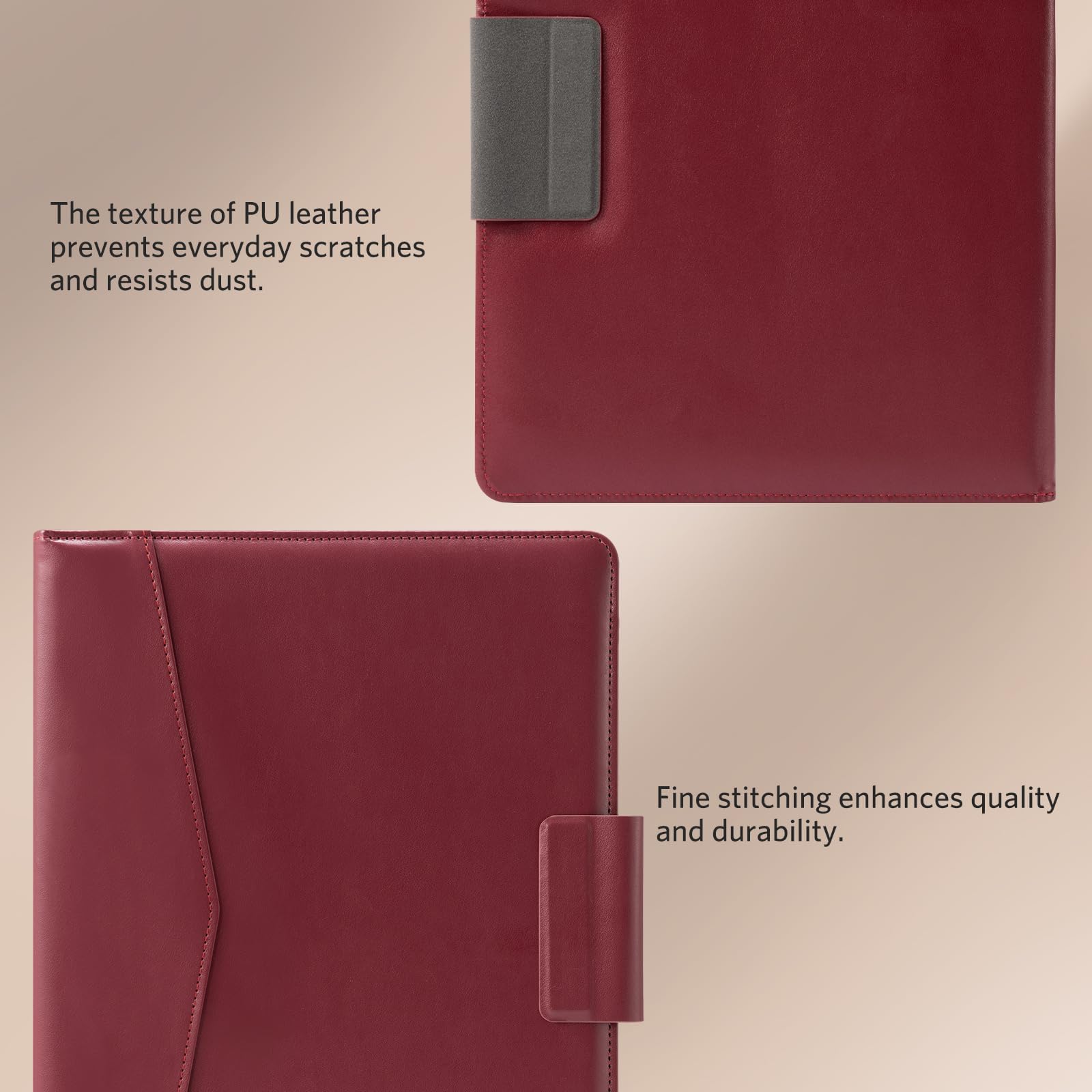 CoBak Premium PU Leather Case for Remarkable Paper Pro 11.8" (2024) – Slim Magnetic Back Cover with Auto Sleep/Wake, Folder Design, Magnetic Pen Holder Strap, Red Leather