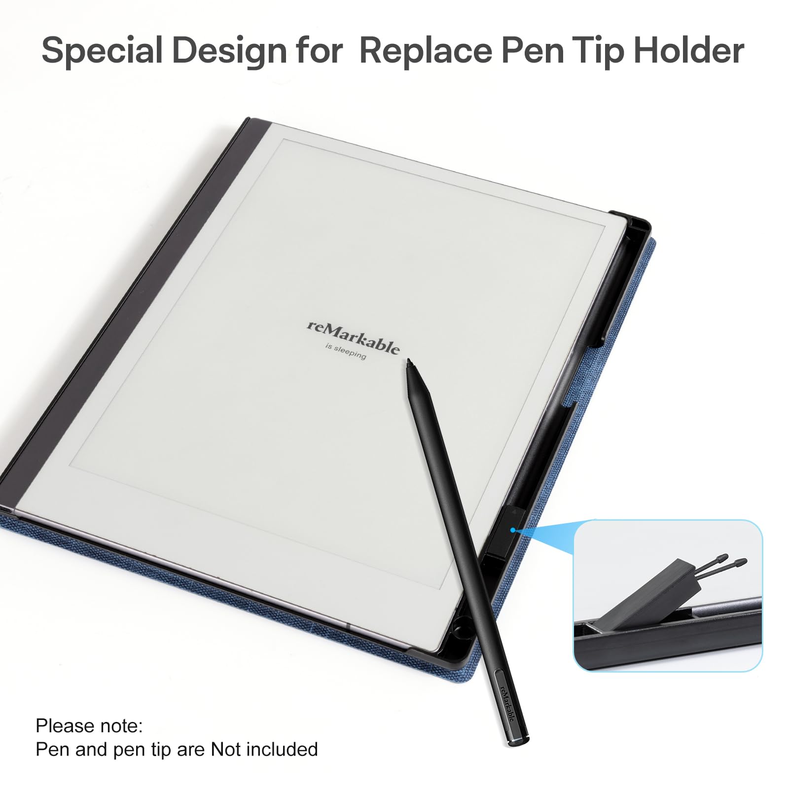 CoBak Case for Remarkable 2 Paper Tablet - Lightweight and Hard Back Shell Protective Book Folio Cover with Built-in Pen Holder - for 10.3" 2020 Released (Blue)