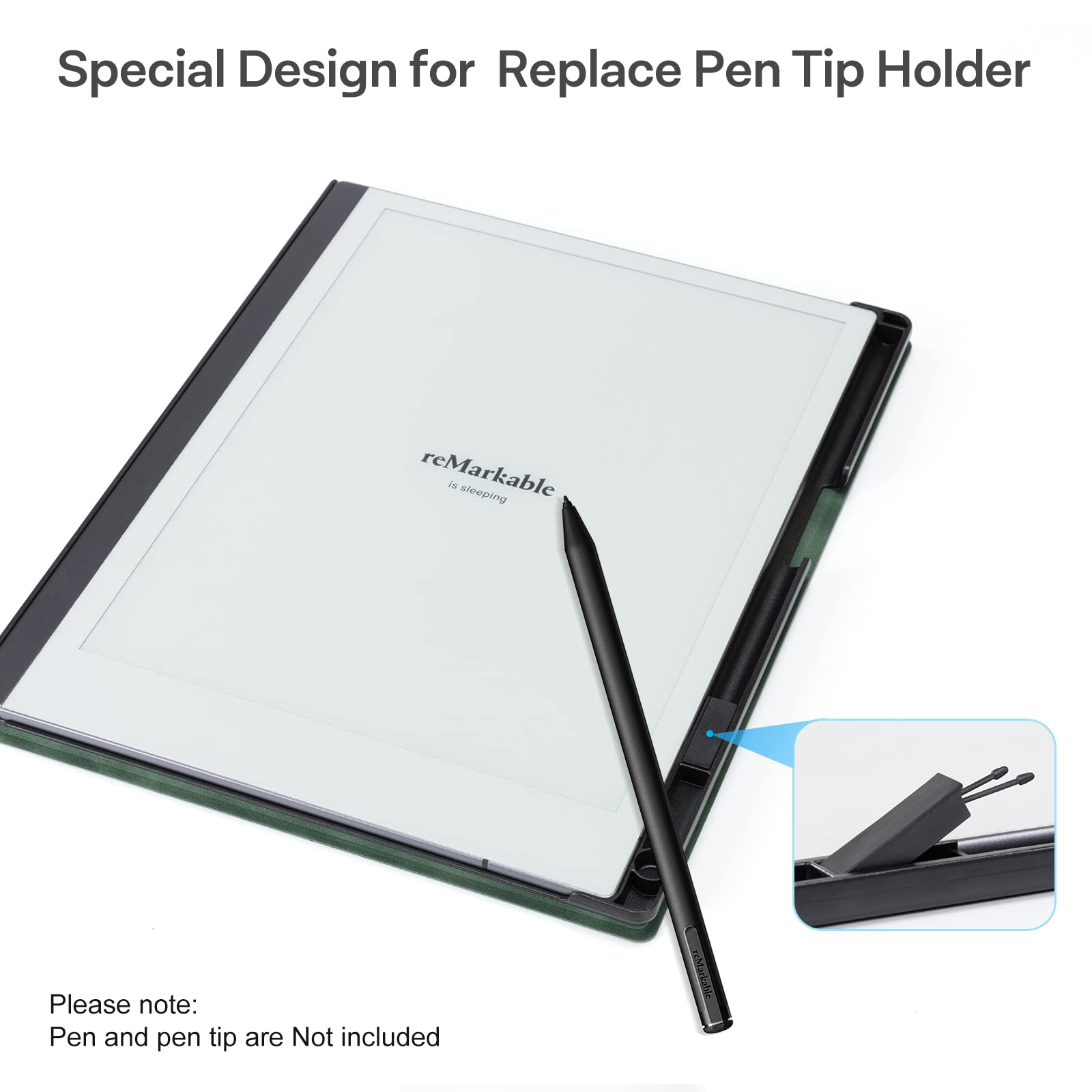 CoBak Case for Remarkable 2 Tablet - Lightweight and Hard Back Shell Protective Book Folio Cover with Built-in Pen Holder - Only for 10.3" 2020 Released (Emerald Green)