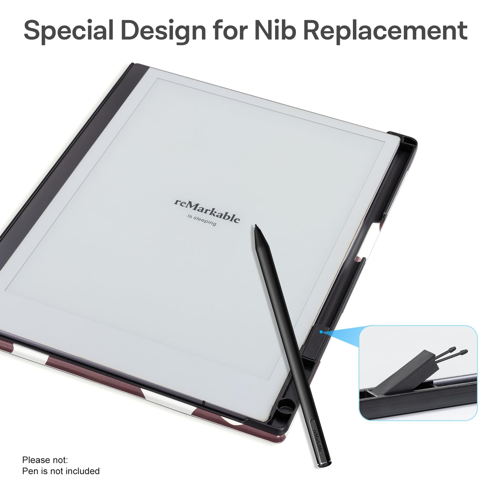 CoBak Case for Remarkable 2 Paper Tablet - Lightweight and Hard Back Shell Protective Book Folio Cover with Built-in Pen Holder - for 10.3" 2020 Released (Brown Cow)