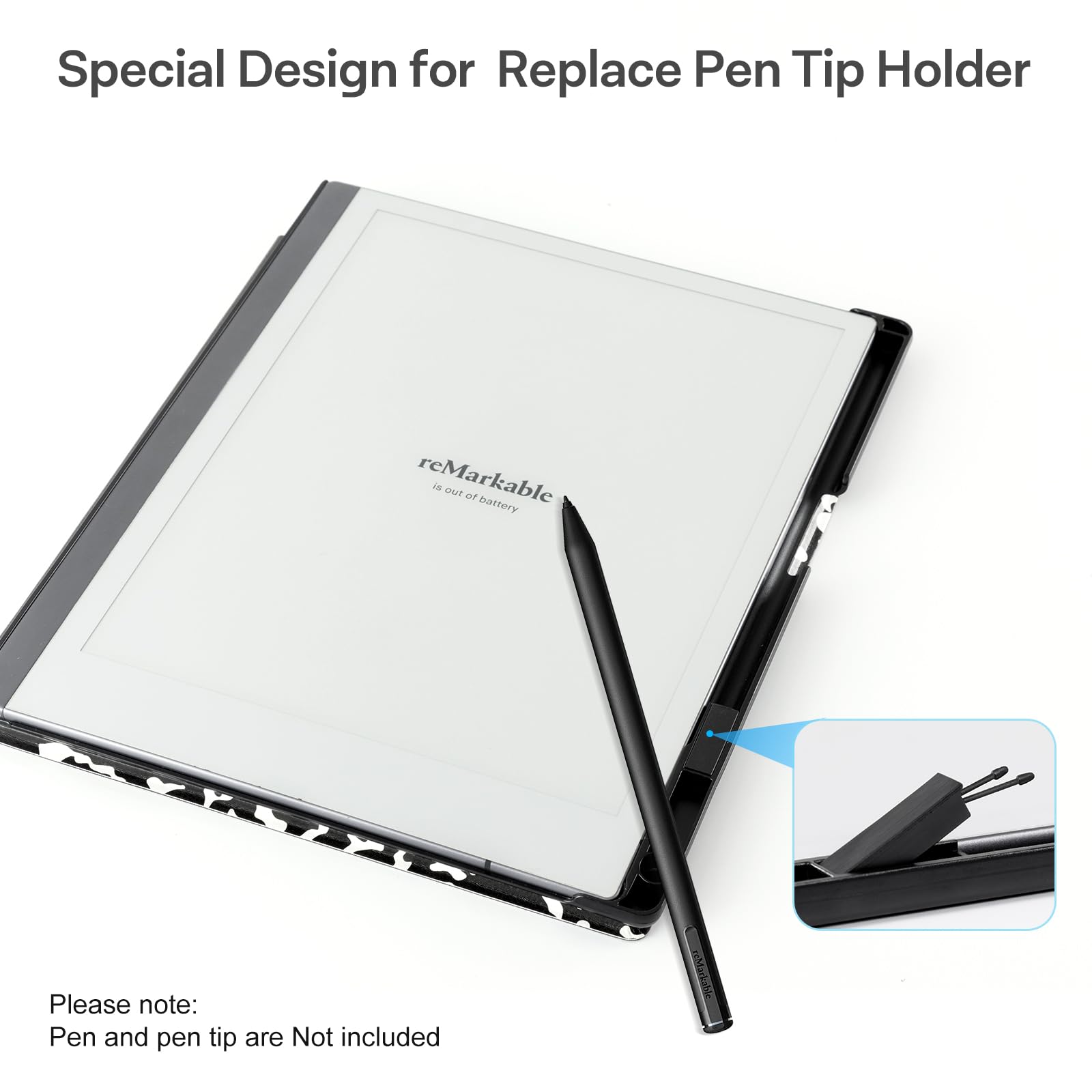 CoBak Case for Remarkable 2 Paper Tablet - Lightweight and Protective Book Folio Cover with Built-in Pen Holder - for 10.3" 2020 Released, Black Notebook