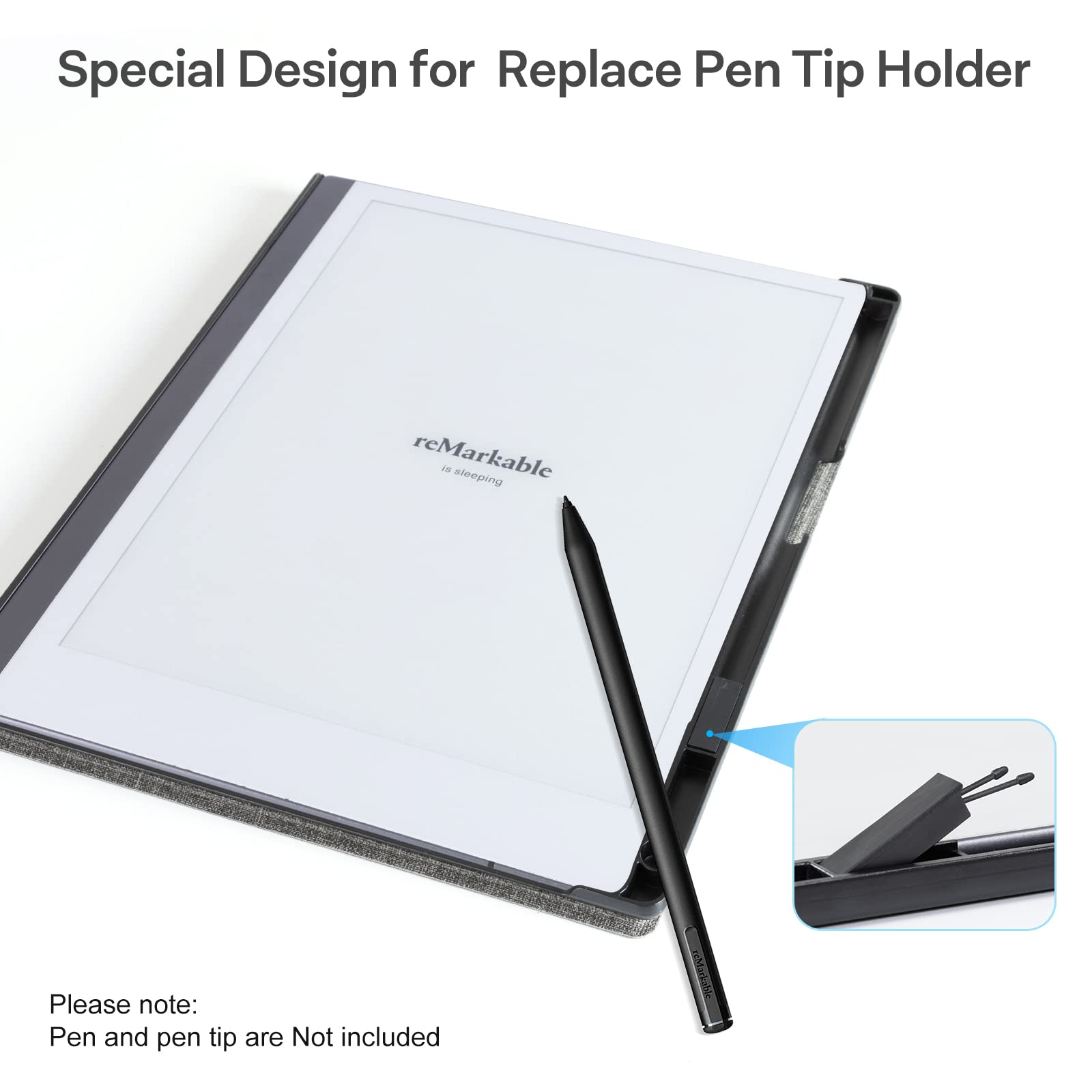 CoBak Case for Remarkable 2 Paper Tablet - Lightweight and Hard Back Shell Protective Book Folio Cover with Built-in Pen Holder - for 10.3" 2020 Released (Gray)
