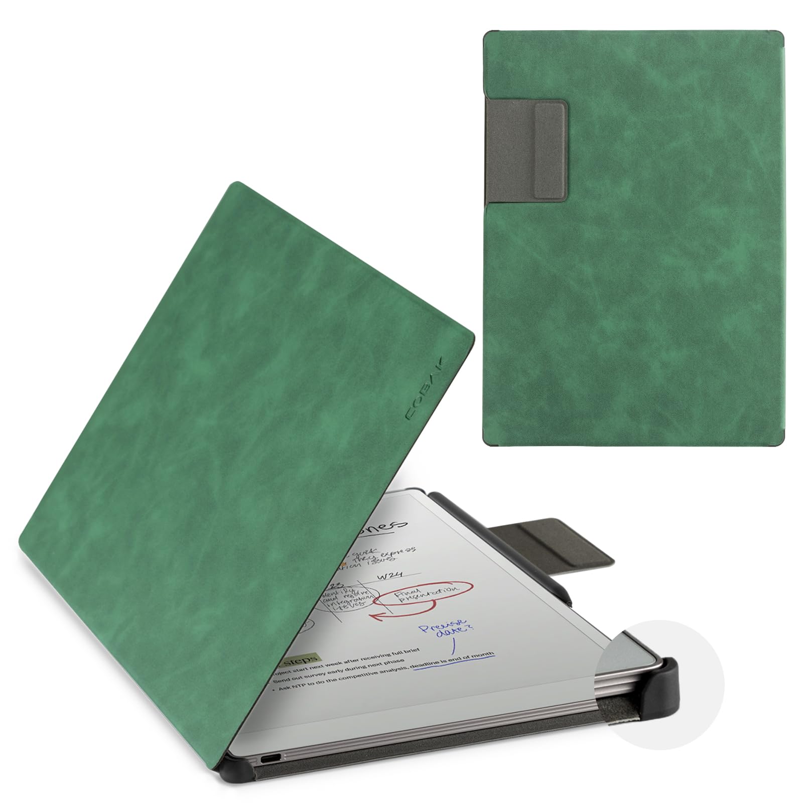 CoBak Premium Magnetic Case for 11.8" Remarkable Paper Pro 2024 Released, Smart Auto Sleep/Wake Book Folio Cover with Corner Protection and Pen Holder Strap, Emerald