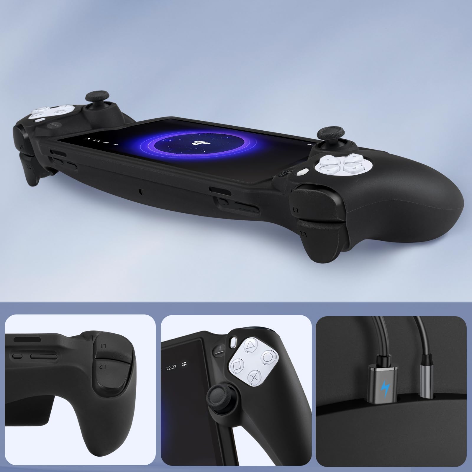 CoBak Hard Carrying Shell Case for PlayStation Portal Remote Player - with 2 Screen Protector, 1 Grip Case, 4 Thumb Grip Caps, Hard Outer Cover for PS5 Portal, Sage Green