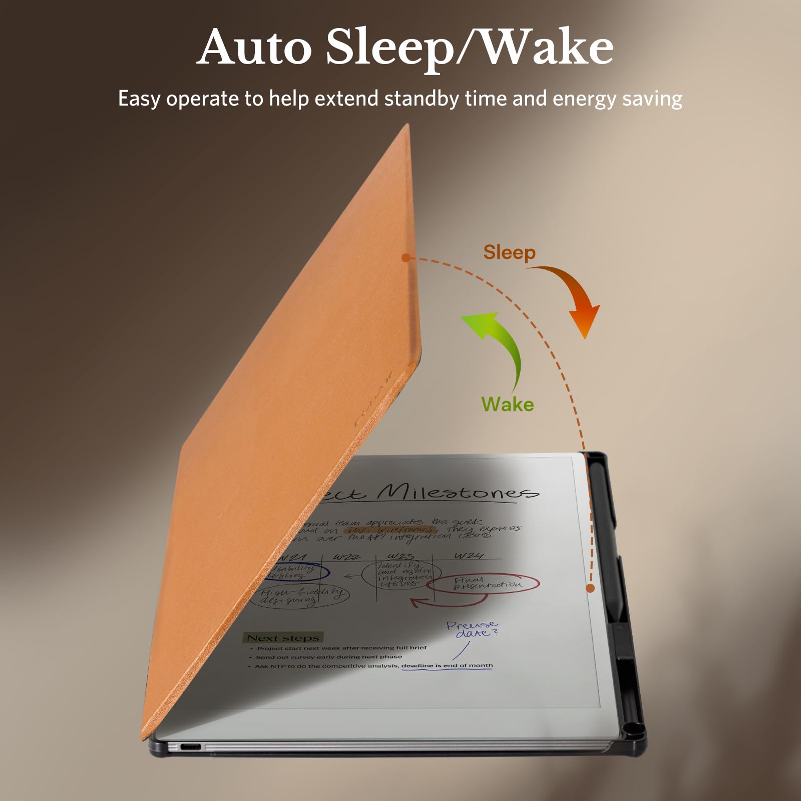 CoBak Case for 11.8" Remarkable Paper Pro Color Tablet 2024 Released- Smart Auto Sleep/Wake Folio Lightweight Protective Cover with Built-in Pen Holder and Nibs Holder (Earth Tone)