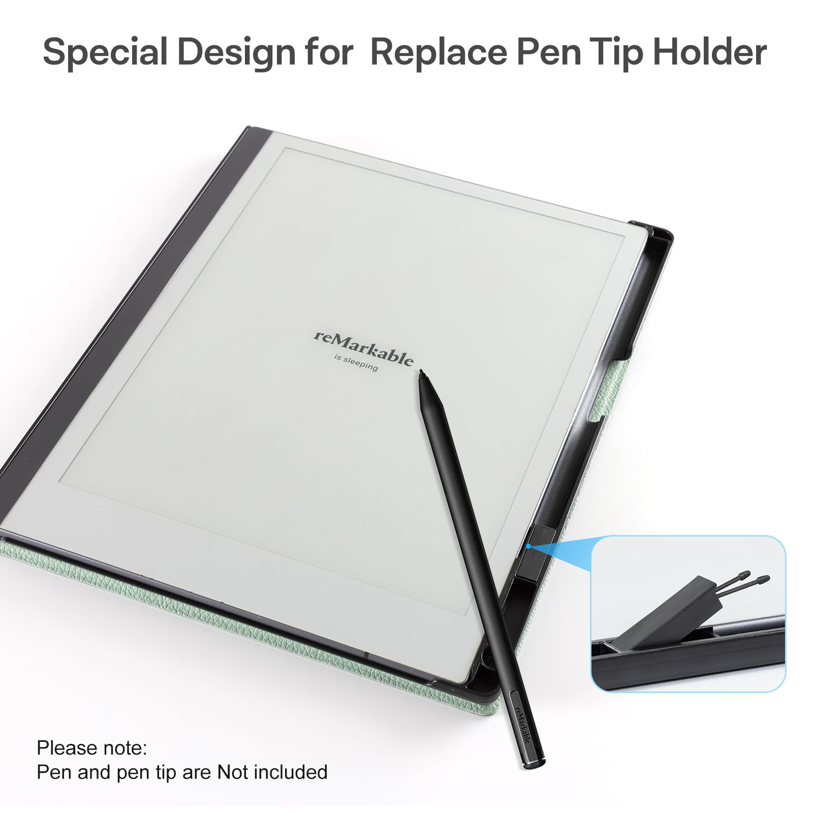 CoBak Case for Remarkable 2 Tablet - Lightweight and Hard Back Shell Protective Book Folio Cover with Built-in Pen Holder - Only for 10.3" 2020 Released (Sage Green)