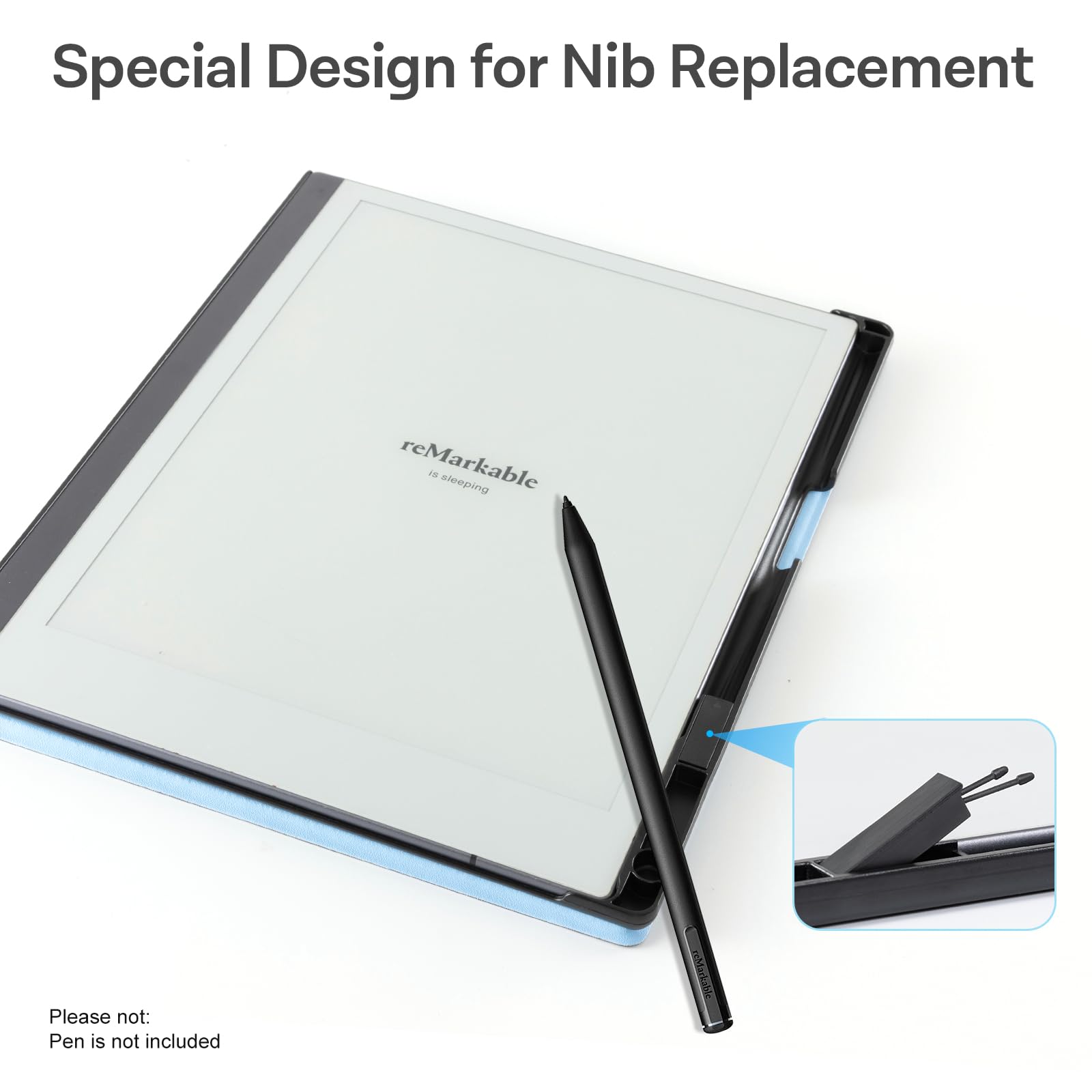 CoBak Case for Remarkable 2 Tablet - Lightweight and Hard Back Shell Protective Book Folio Cover with Built-in Pen Holder - Only for 10.3" 2020 Released (Light Blue)