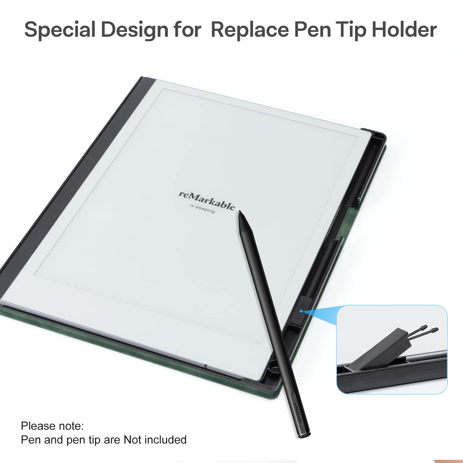 CoBak Case for Remarkable 2 Paper Tablet - Lightweight and Hard Back Shell Protective Book Folio Cover with Built-in Pen Holder - for 10.3" 2020 Released (Black)