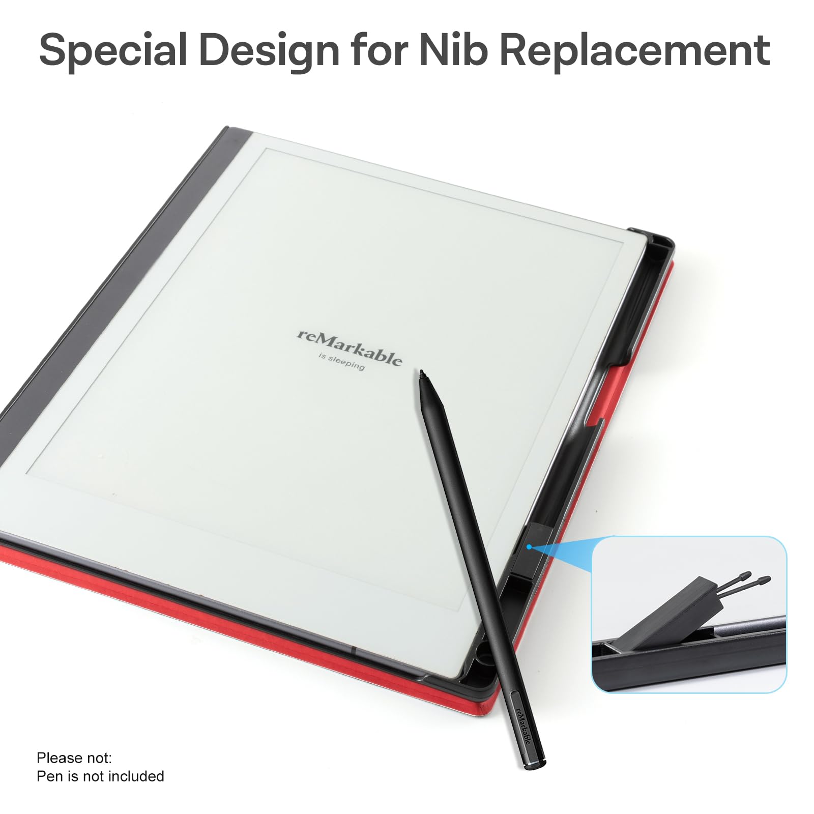 CoBak Case for Remarkable 2 Tablet - Lightweight and Hard Back Shell Protective Book Folio Cover with Built-in Pen Holder - Only for 10.3" 2020 Released (Red)
