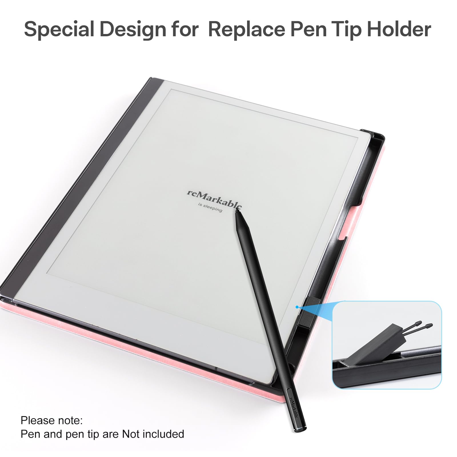 CoBak Case for Remarkable 2 Paper Tablet - Lightweight and Hard Back Shell Protective Book Folio Cover with Built-in Pen Holder - for 10.3" 2020 Released (Pink)