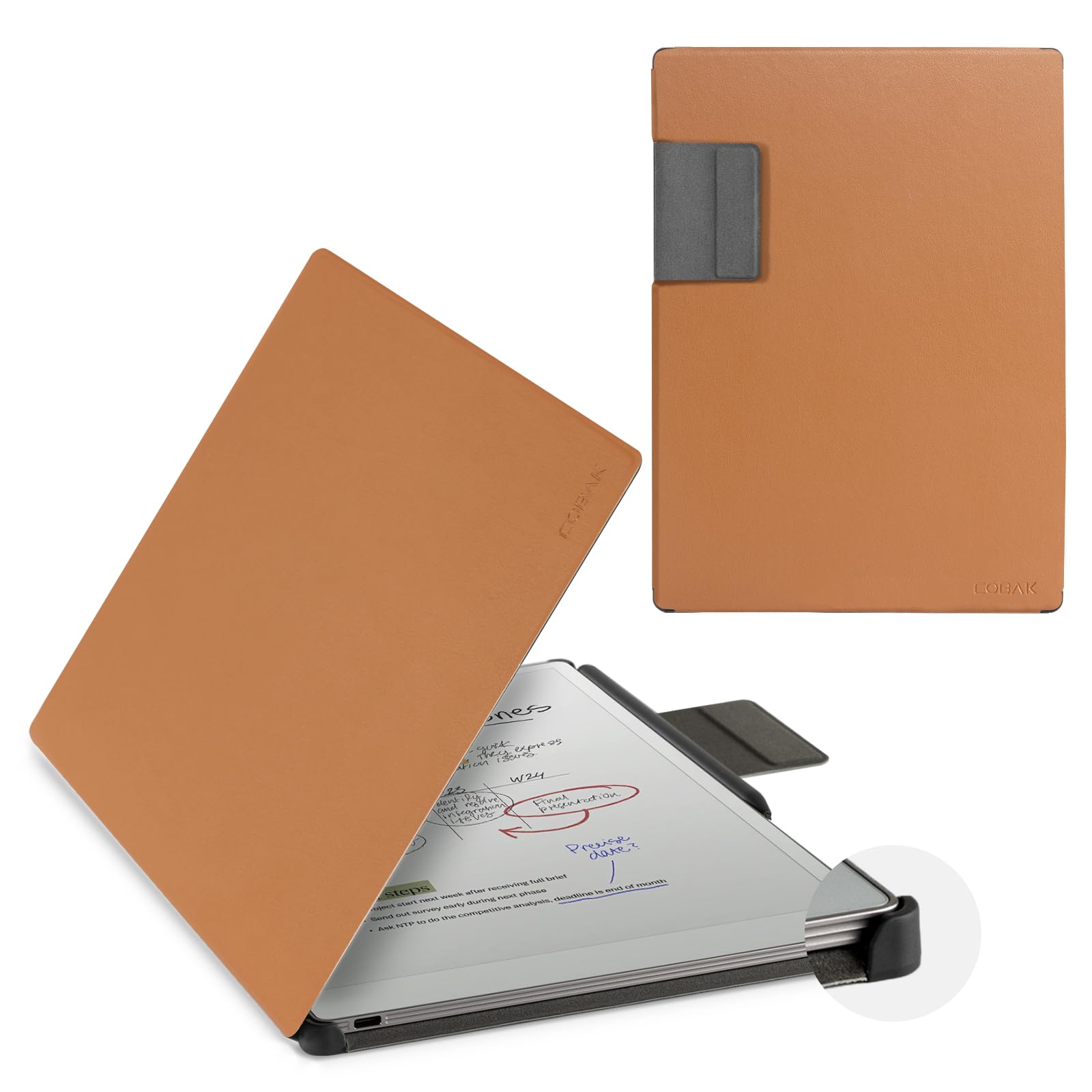 CoBak Premium Magnetic Case for 11.8" Remarkable Paper Pro 2024 Released, Smart Auto Sleep/Wake Book Folio Cover with Corner Protection and Pen Holder Strap, Coffee Brown