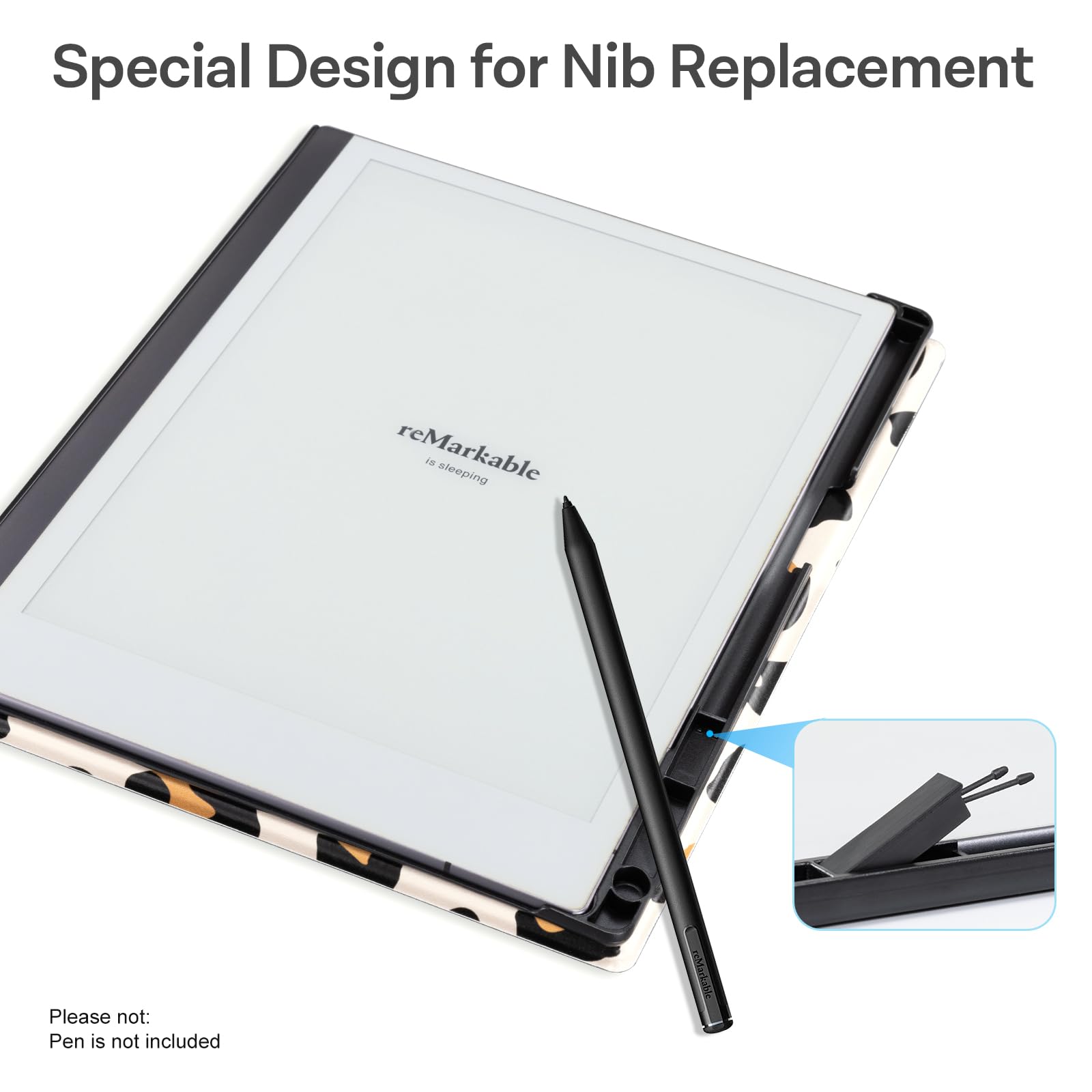 CoBak Case for Remarkable 2 Paper Tablet - Lightweight and Hard Back Shell Protective Book Folio Cover with Built-in Pen Holder - for 10.3" 2020 Released (Leopard)