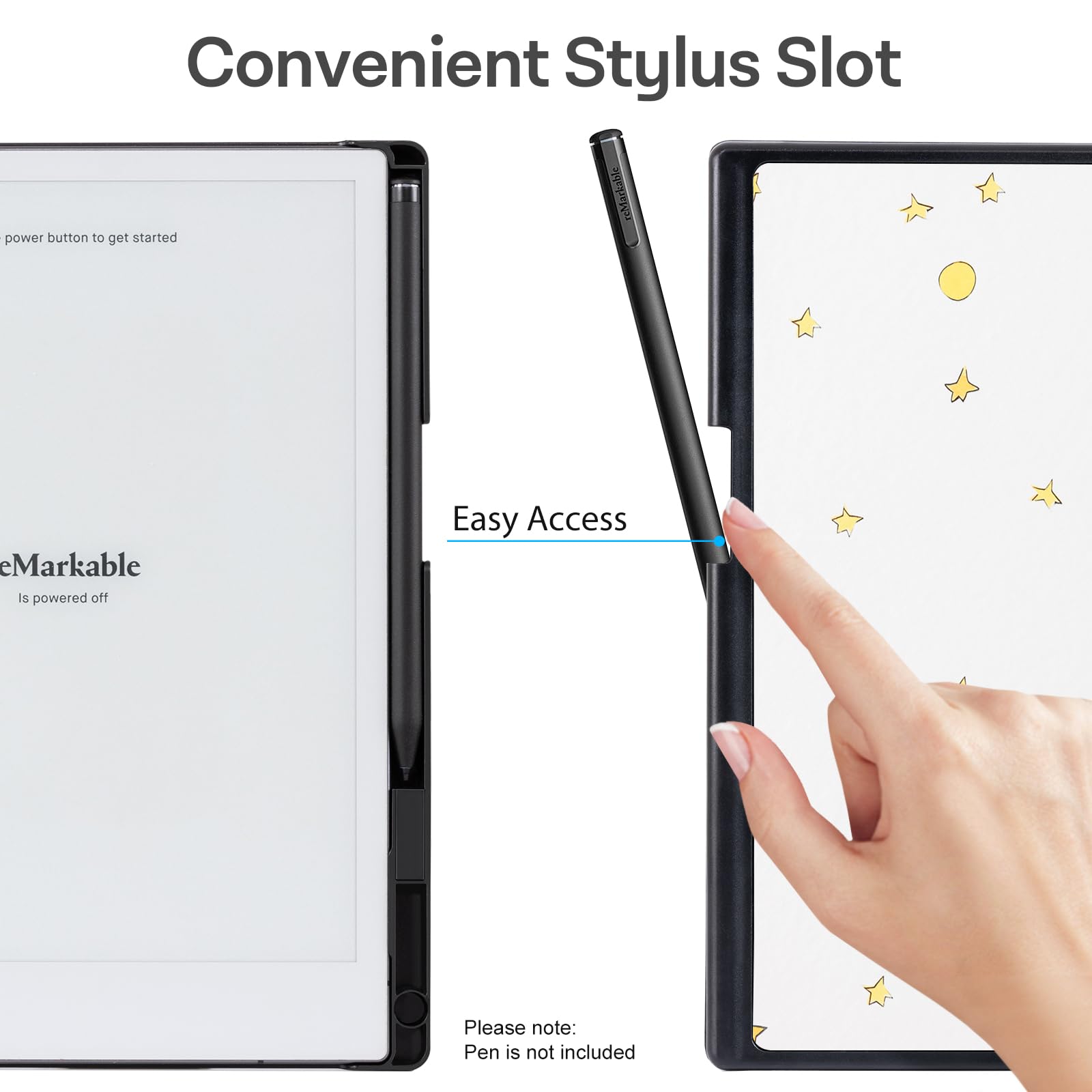 CoBak Case for Remarkable 2 Paper Tablet - Lightweight and Hard Back Shell Protective Book Folio Cover with Built-in Pen Holder - for 10.3" 2020 Released, Star