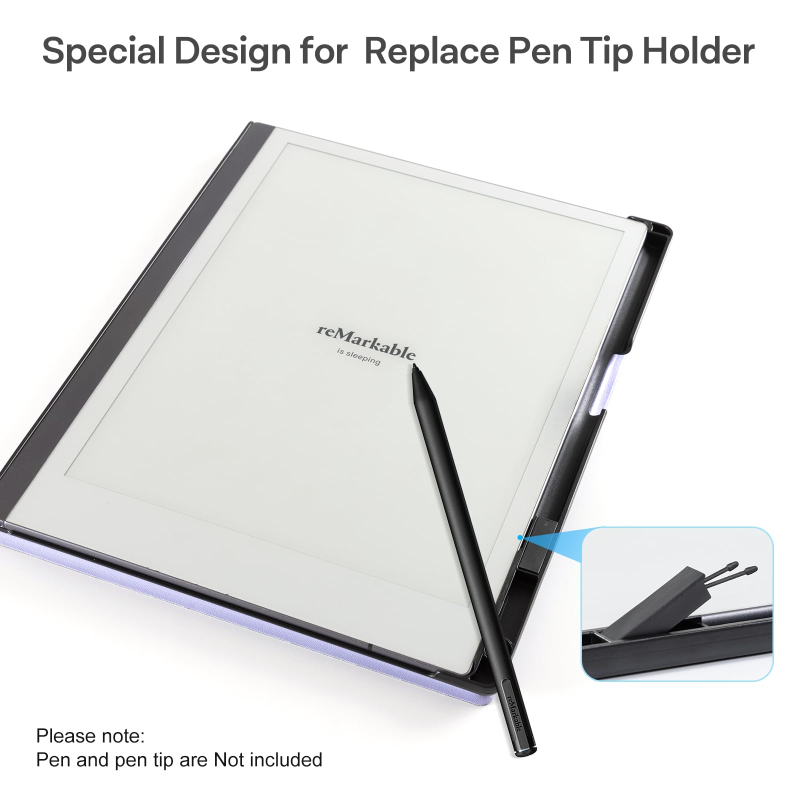 CoBak Case for Remarkable 2 Tablet - Lightweight and Hard Back Shell Protective Book Folio Cover with Built-in Pen Holder - Only for 10.3" 2020 Released (Purple)