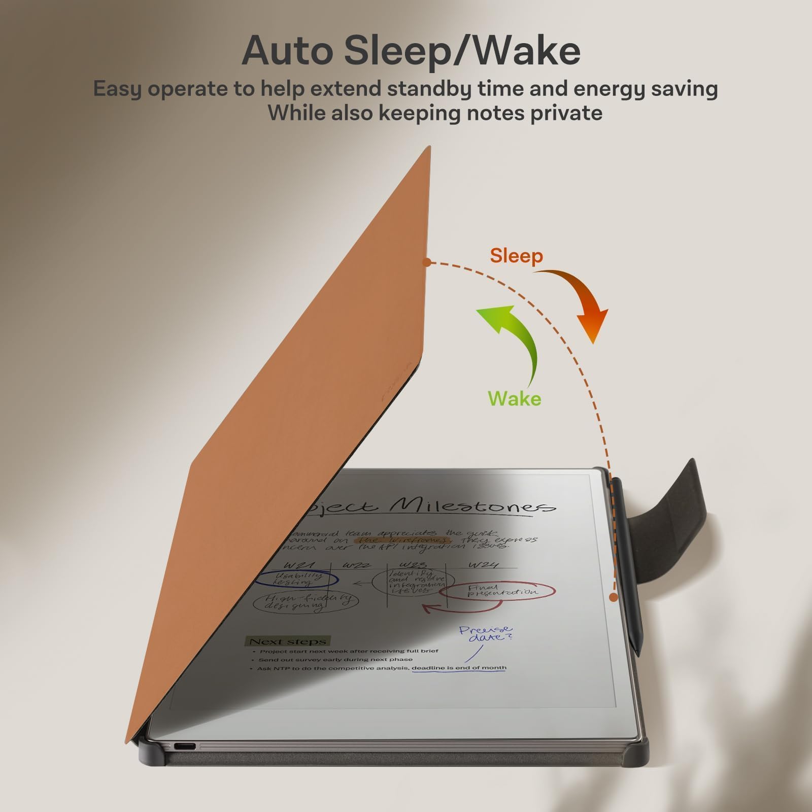 CoBak Premium Magnetic Case for 11.8" Remarkable Paper Pro 2024 Released, Smart Auto Sleep/Wake Book Folio Cover with Corner Protection and Pen Holder Strap, Coffee Brown