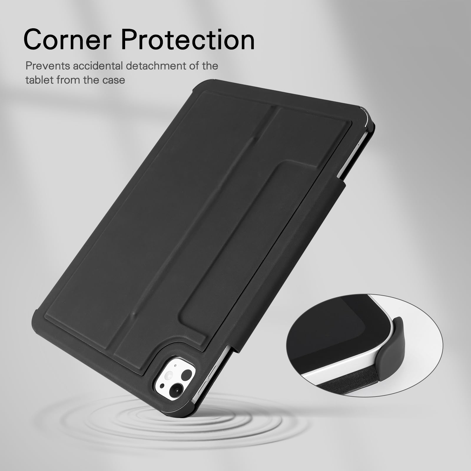 CoBak Magnetic Case with Stand for iPad Pro 13 Inch (M4) 2024, Multiple Viewing Angles, Smart Auto Sleep/Wake Cover with Corner Protection with Apple Pencil Holder Strap, Matte Black