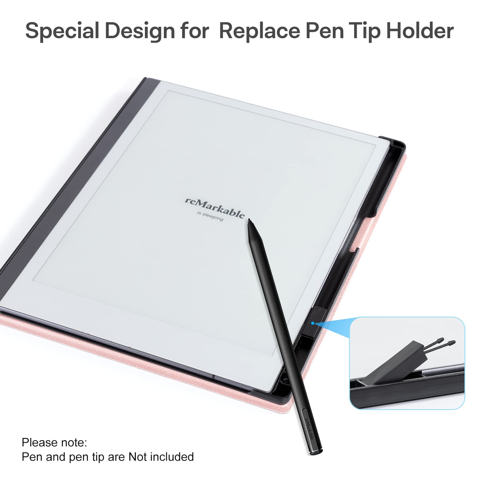 CoBak Case for Remarkable 2 Paper Tablet - Lightweight and Hard Back Shell Protective Book Folio Cover with Built-in Pen Holder - for 10.3" 2020 Released (Rosegold)