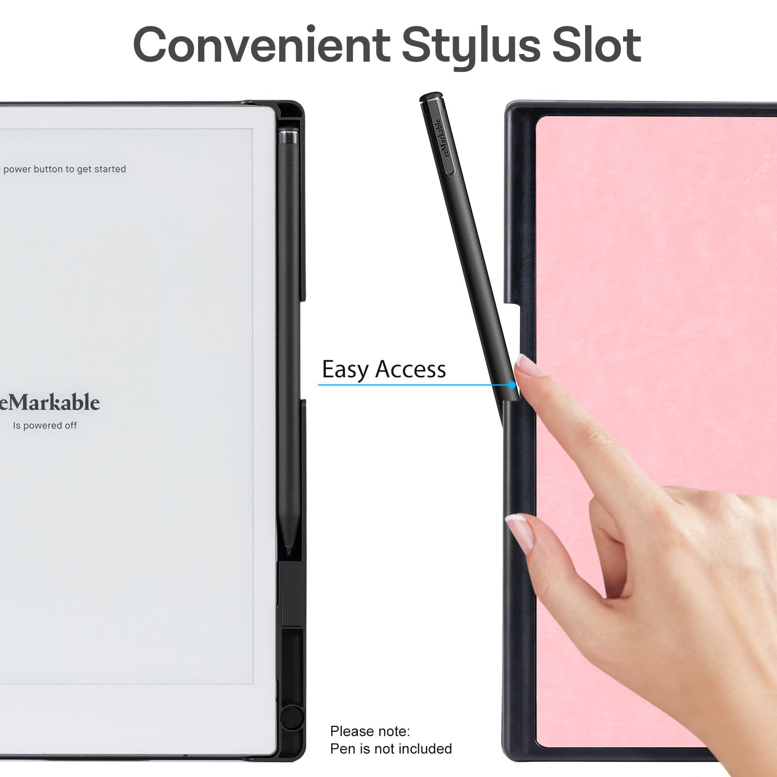 CoBak Case for Remarkable 2 Paper Tablet - Lightweight and Hard Back Shell Protective Book Folio Cover with Built-in Pen Holder - for 10.3" 2020 Released (Pink)