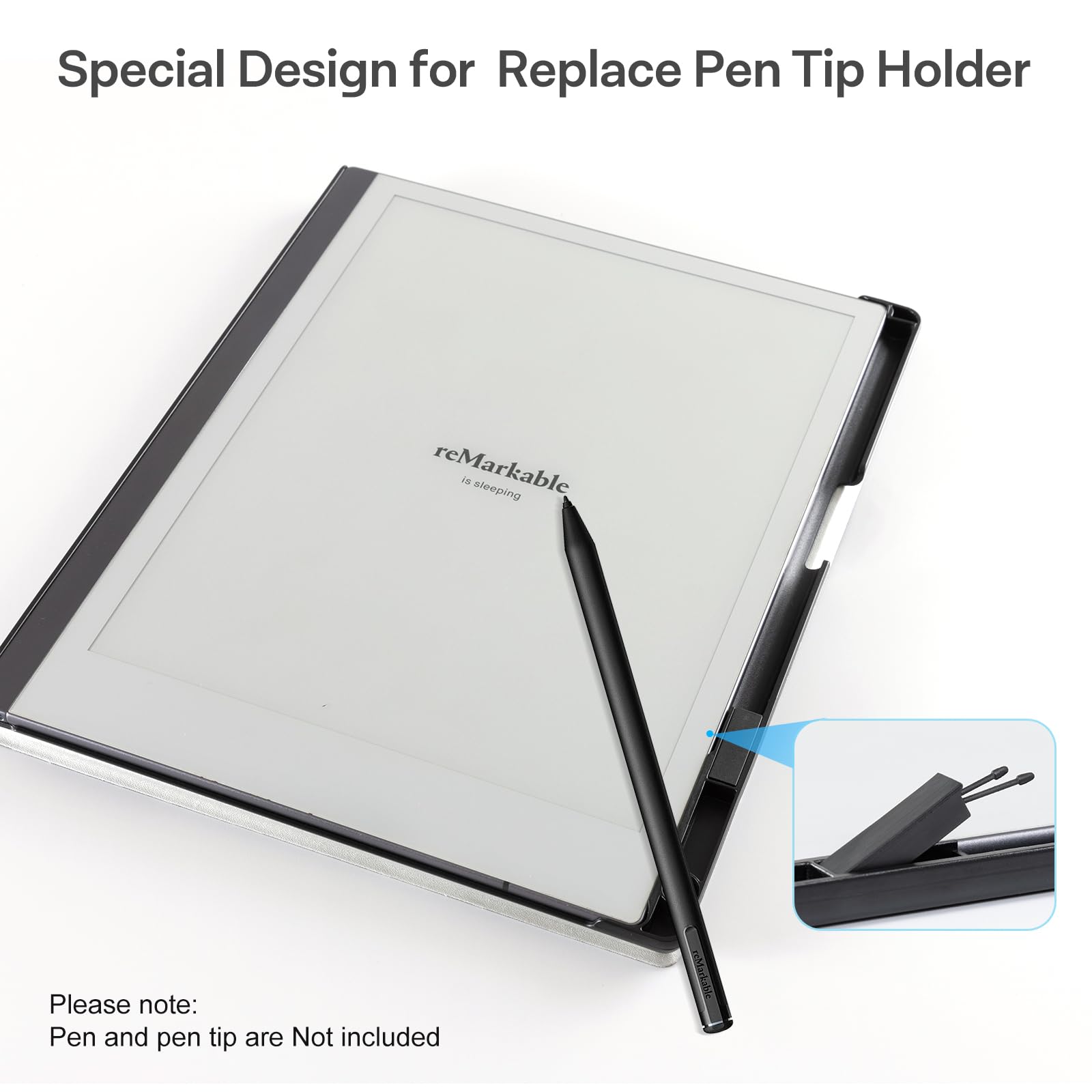 CoBak Case for Remarkable 2 Paper Tablet - Lightweight and Protective Book Folio Cover with Built-in Pen Holder - for 10.3" 2020 Released,Silver