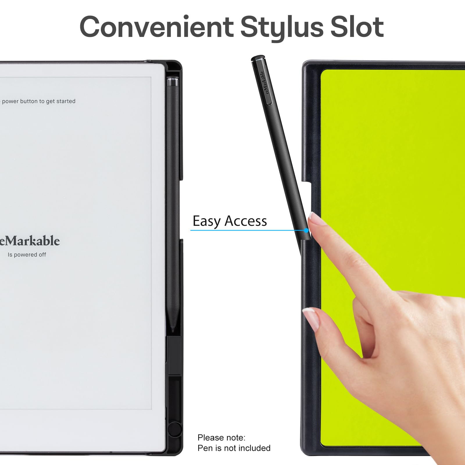 CoBak Case for Remarkable 2 Tablet - Lightweight and Hard Back Shell Protective Book Folio Cover with Built-in Pen Holder - Only for 10.3" 2020 Released (Fluorescent Green)
