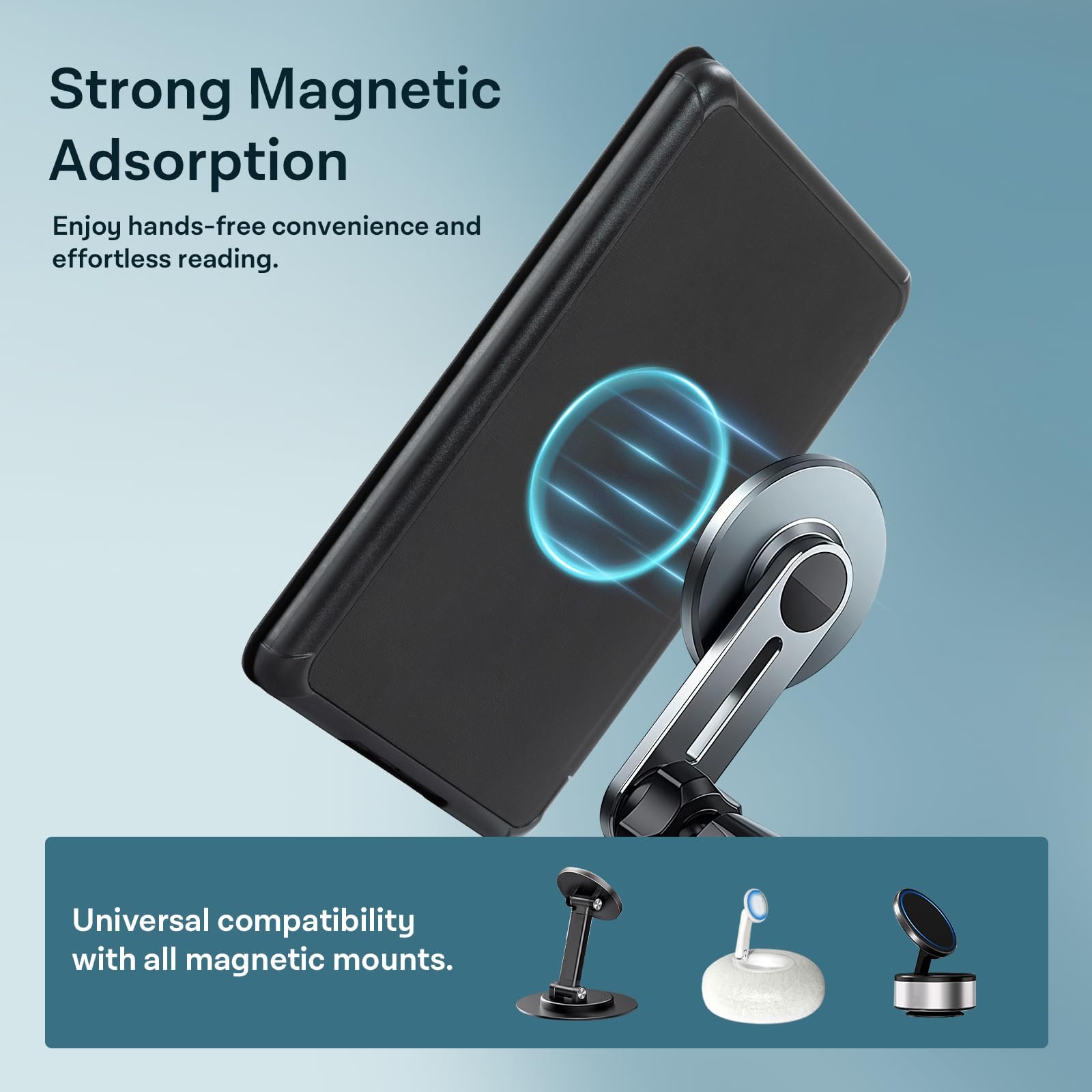 CoBak Lightweight Stand Case for 7" Kindle Paperwhite 12th Gen 2024 and Kindle Colorsoft with Right Hand Strap - Compatible with iPhone MagSafe, for Samsung/Belkin/Anker Wireless Charging Pads
