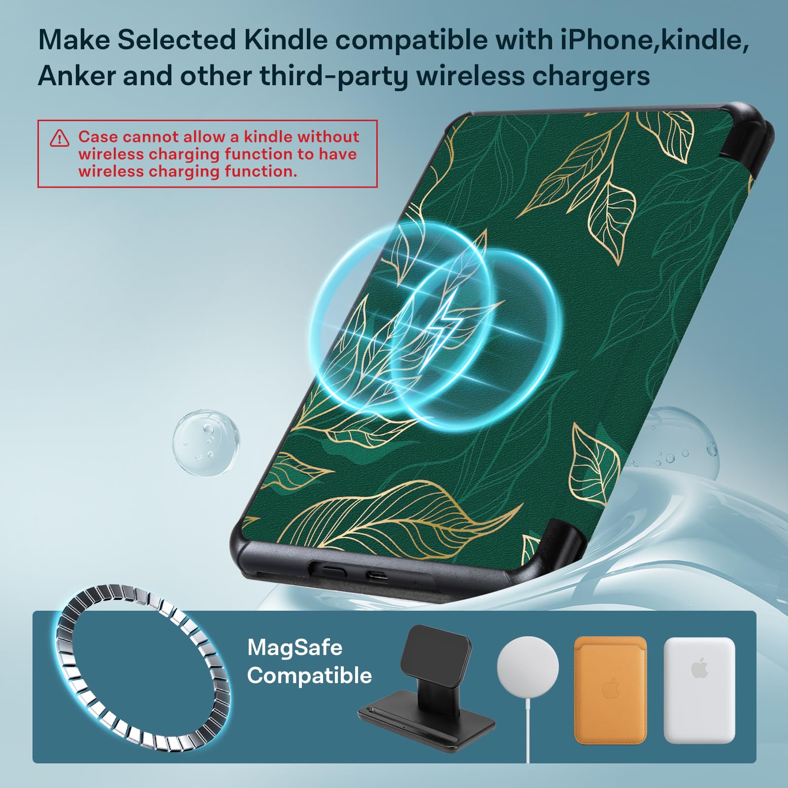 CoBak Lightweight Stand Case for 7" Kindle Paperwhite 12th Gen 2024 and Kindle Colorsoft with Right Hand Strap - Compatible with iPhone MagSafe, for Samsung/Belkin/Anker Wireless Charging Pads
