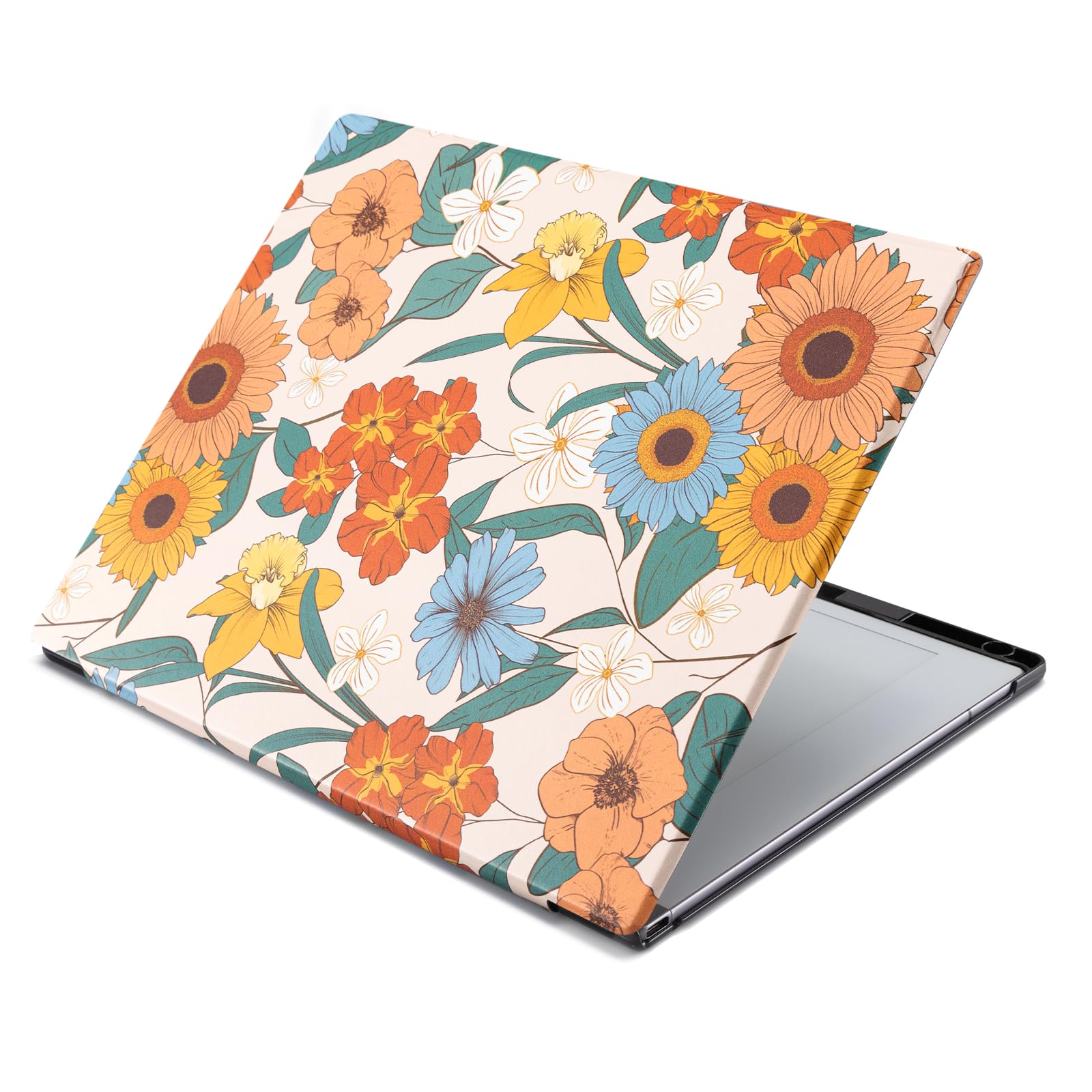 CoBak Case for Remarkable 2 Paper Tablet - Lightweight and Hard Back Shell Protective Book Folio Cover with Built-in Pen Holder - for 10.3" 2020 Released, Orange Flower