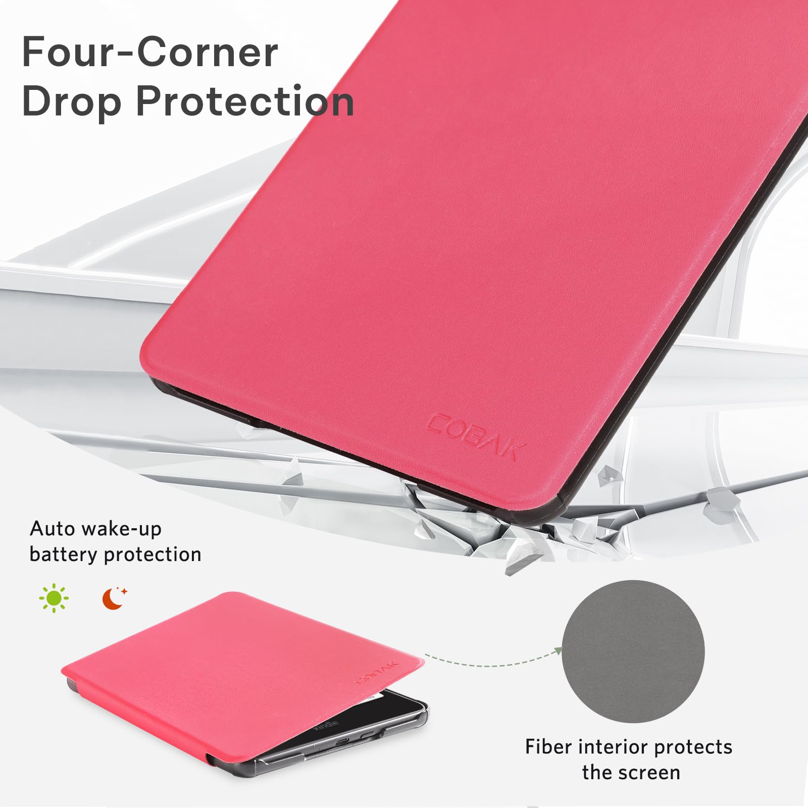 CoBak Case with Fold-Back Magnetic Cover for 7" Kindle Paperwhite 12th Gen 2024 and Kindle Colorsoft - for PopSockets Grip, Compatible with iPhone MagSafe and Anker Wireless Charging Pads, Auto Wake