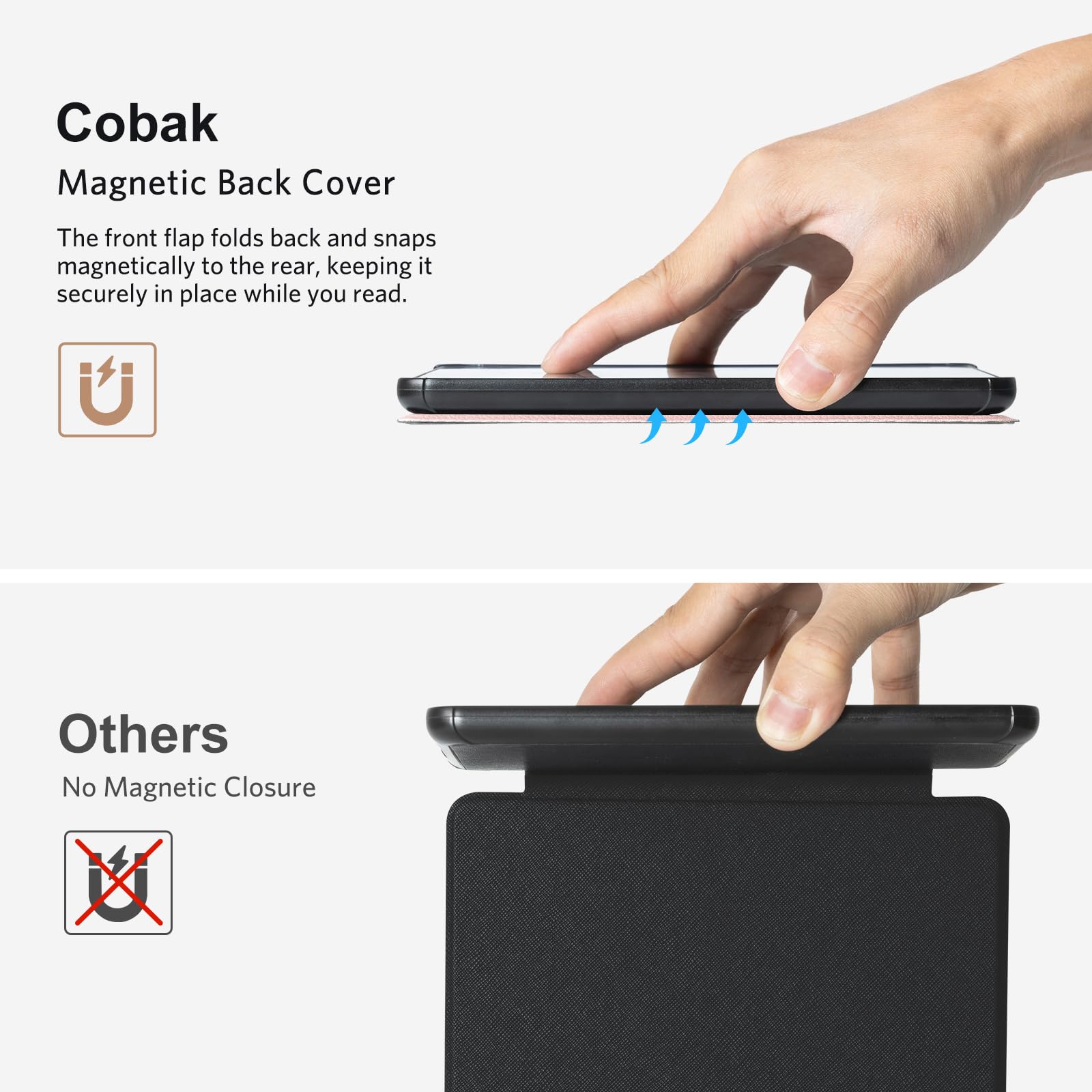 CoBak Case with Fold-Back Magnetic Cover for 7" Kindle Paperwhite 12th Gen 2024 and Kindle Colorsoft - for PopSockets Grip, Compatible with iPhone MagSafe and Anker Wireless Charging Pads, Auto Wake
