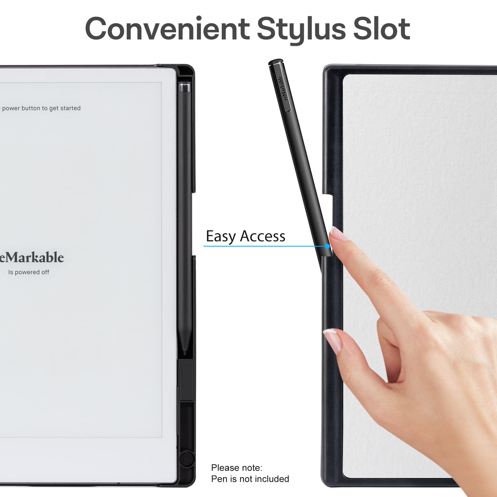 CoBak Case for Remarkable 2 Paper Tablet - Lightweight and Protective Book Folio Cover with Built-in Pen Holder - for 10.3" 2020 Released,Silver