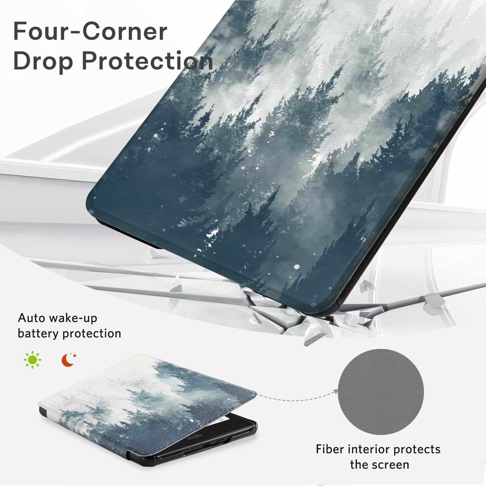 CoBak Case with Fold-Back Magnetic Cover for 7" Kindle Paperwhite 12th Gen 2024 and Kindle Colorsoft - for PopSockets Grip, Compatible with iPhone MagSafe and Anker Wireless Charging Pads, Auto Wake