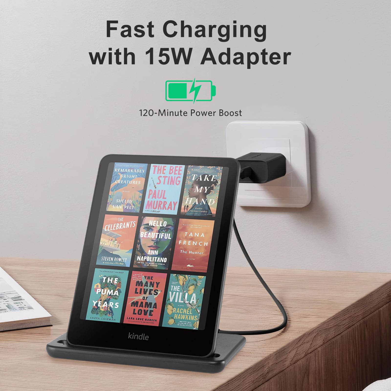 CoBak Wireless Charger Stand Compatible with iPhone & Kindle Colorsoft Signature Edition & Paperwhite Signature Edition and Samsung Phones, Wireless Charging Dock for Wireless Devices