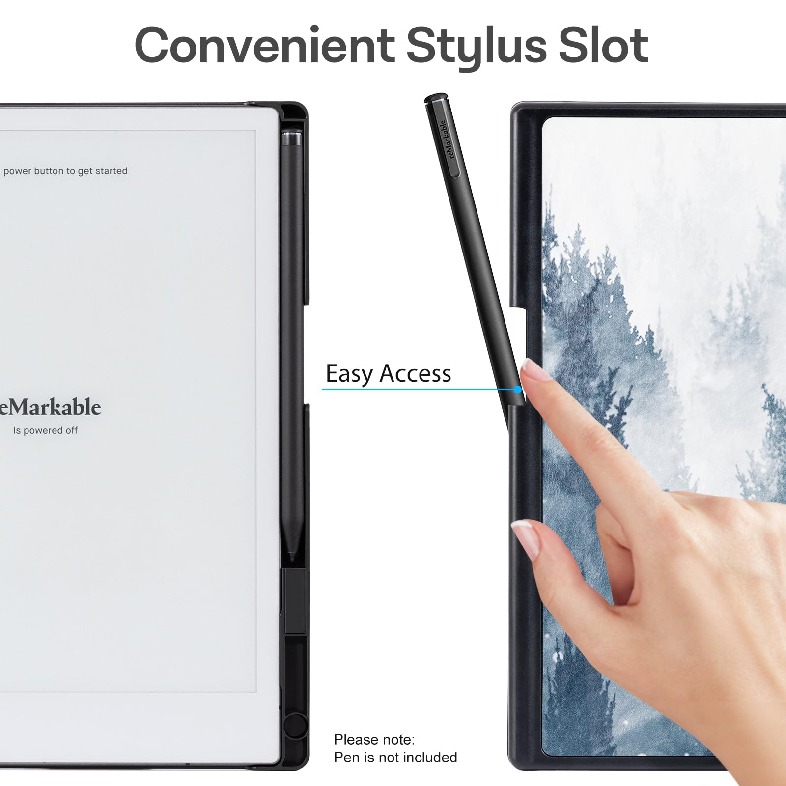 CoBak Case for Remarkable 2 Paper Tablet - Lightweight and Hard Back Shell Protective Book Folio Cover with Built-in Pen Holder - for 10.3" 2020 Released, Forest