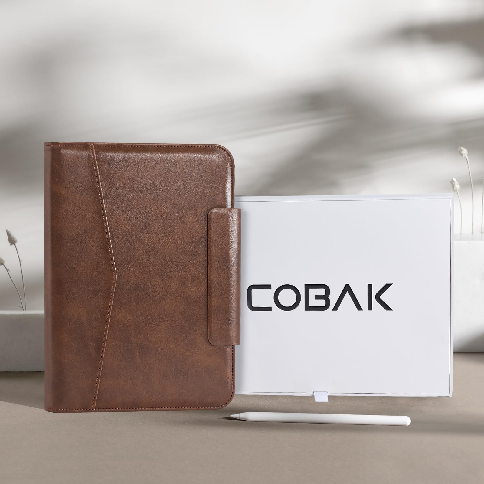CoBak Premium Leather Case for iPad Pro 11-inch (M4) 2024 (5th Generation), Built-in Folder Storage, Super Magnetic Back, Auto Sleep/Wake Function, Cowhide Brown