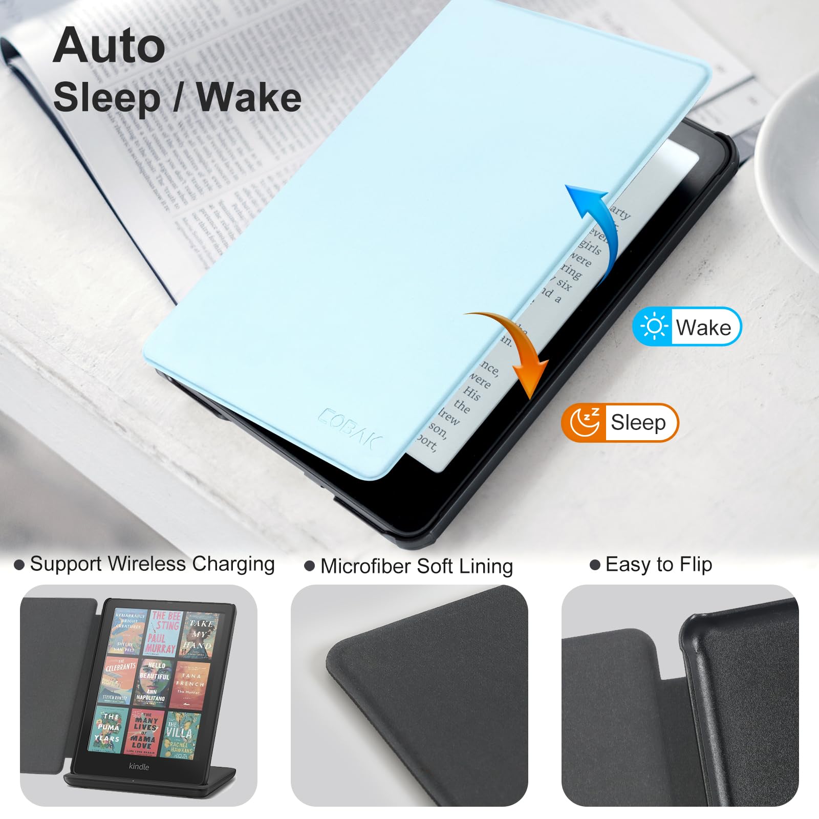CoBak Magnetic Case for 7" Kindle Paperwhite 12th Gen 2024 and Kindle Colorsoft - Compatible with iPhone MagSafe, for Samsung/Belkin/Anker Wireless Charging Pads, Lightweight, Auto Sleep Wake