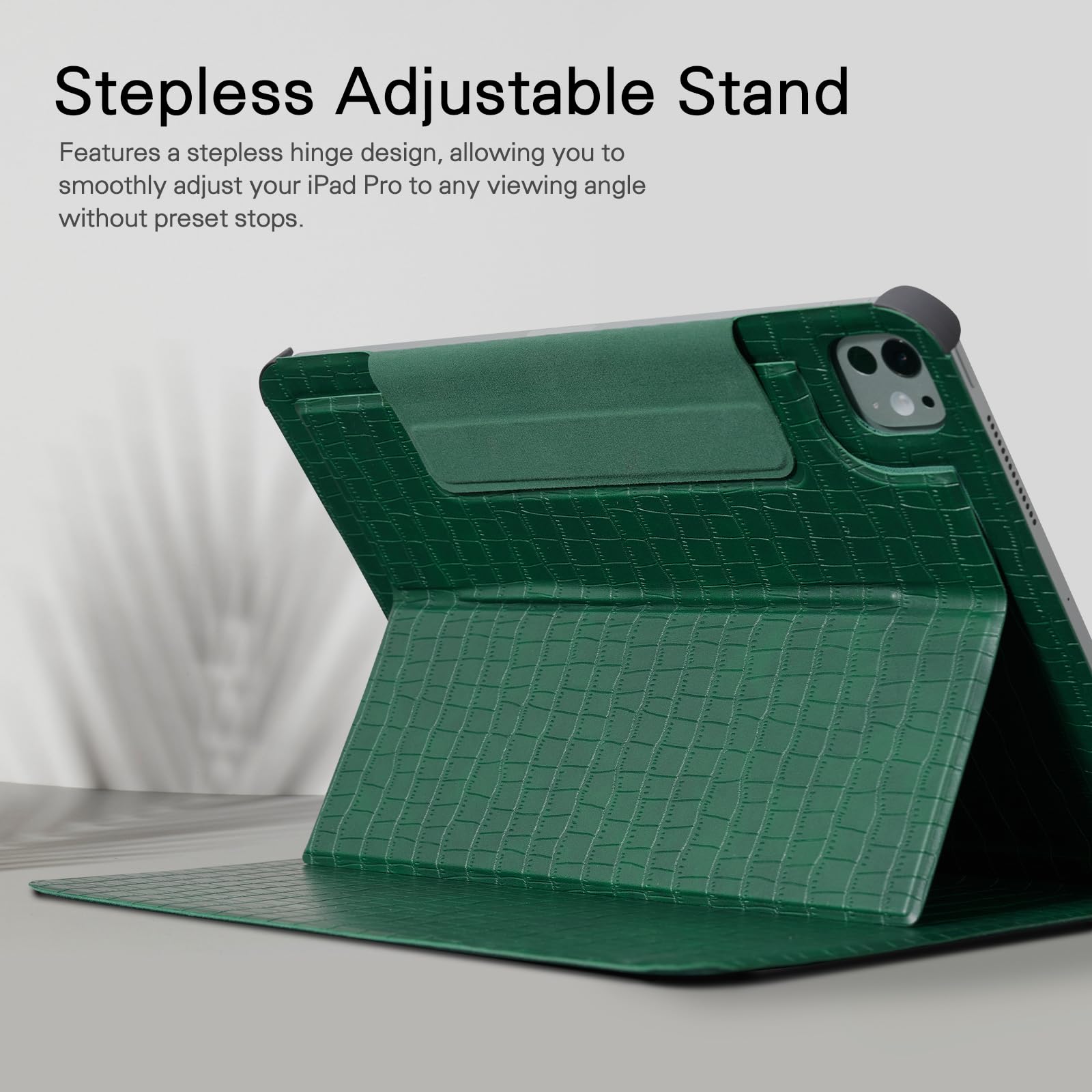 CoBak Magnetic Case with Stand for iPad Pro 11 Inch (M4) 2024, Multiple Viewing Angles, Smart Auto Sleep/Wake Cover with Corner Protection with Apple Pencil Holder Strap, Emerald Croc
