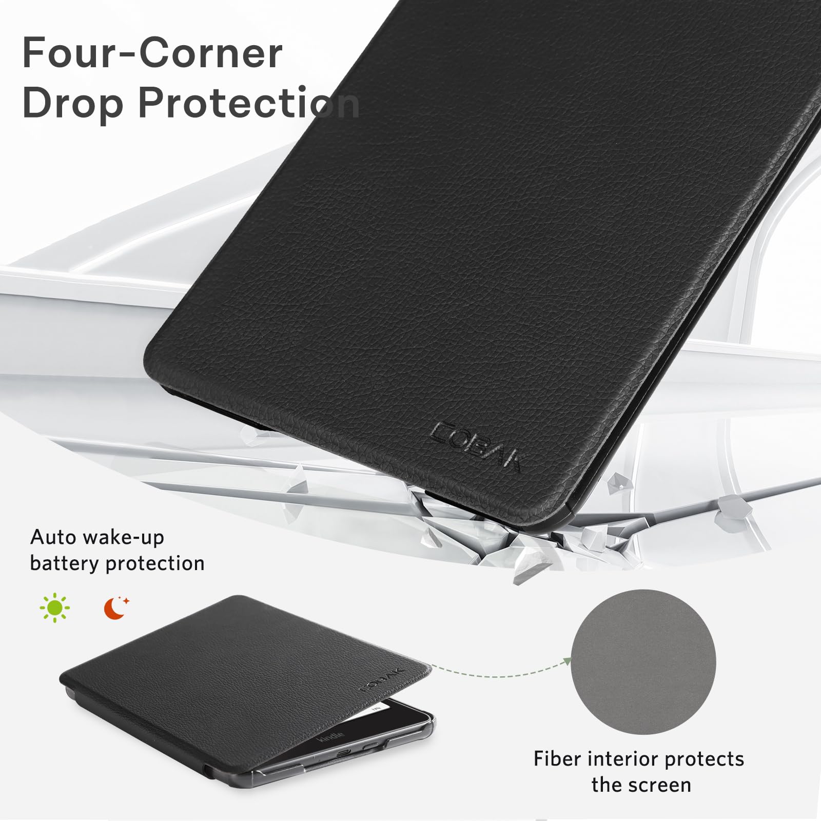 CoBak Case with Fold-Back Magnetic Cover for 7" Kindle Paperwhite 12th Gen 2024 and Kindle Colorsoft - for PopSockets Grip, Compatible with iPhone MagSafe and Anker Wireless Charging Pads, Auto Wake