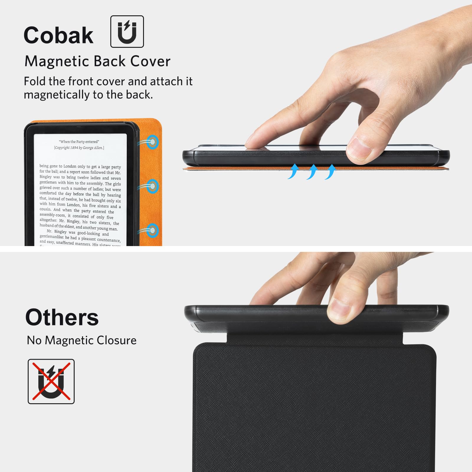 CoBak Magnetic Case for 7" Kindle Paperwhite 12th Gen 2024 and Kindle Colorsoft - Compatible with iPhone MagSafe, for Samsung/Belkin/Anker Wireless Charging Pads, Lightweight, Auto Sleep Wake